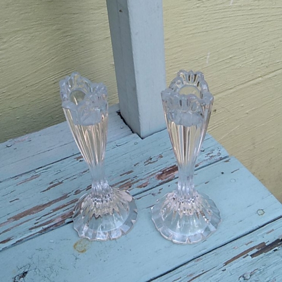 Glass Candlesticks ( pair) - Picture 2 of 7